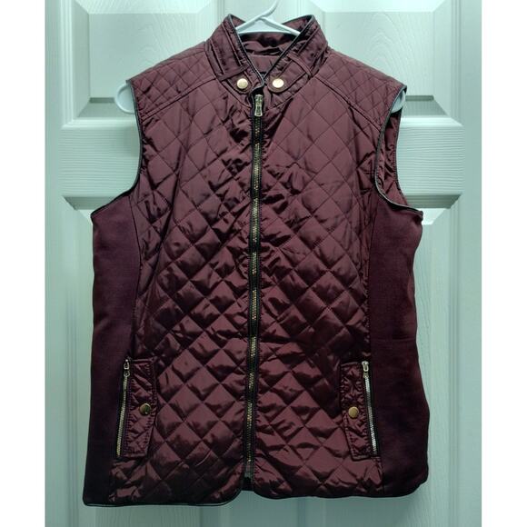 Cavalini Women's Size Medium Vest Wine Red Zip-Up Pockets Fleece Lined Outerwear - Picture 1 of 5